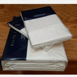 Ralph Lauren Bedford Jacquard full queen duvet & 2 standard shams essex cream